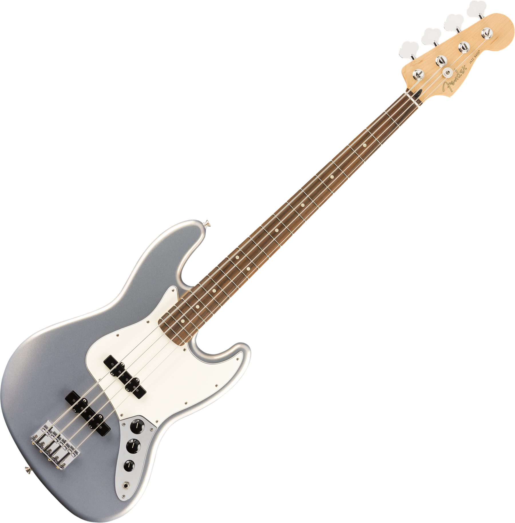 Basse électrique solid body Fender Player Jazz Bass MEX PF silver gris